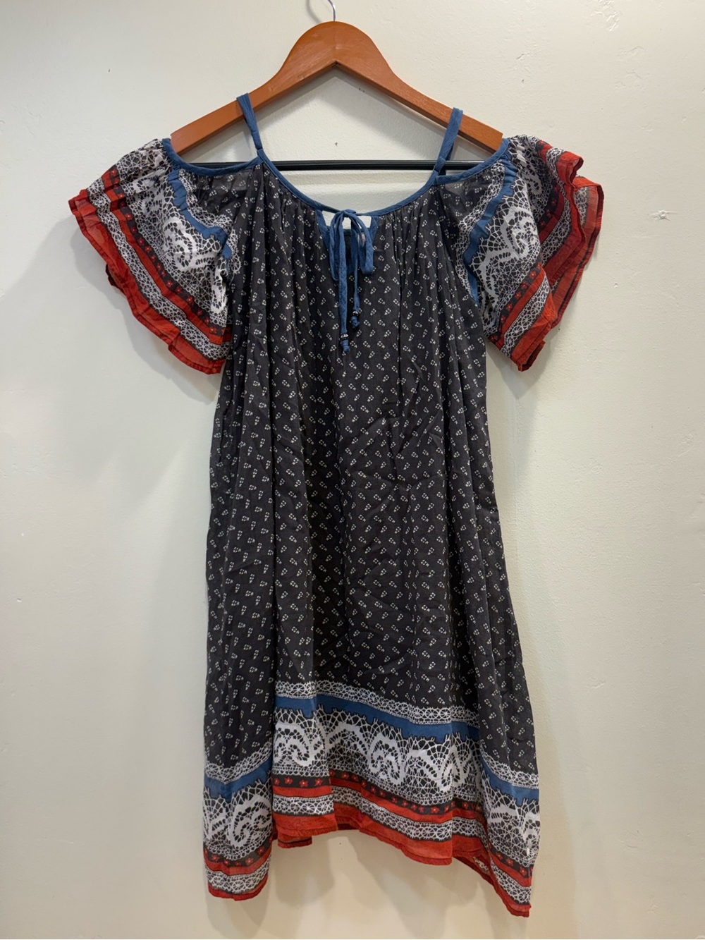 Free People Love Birds Cold Shoulder Mini Dress Stone Combo XS